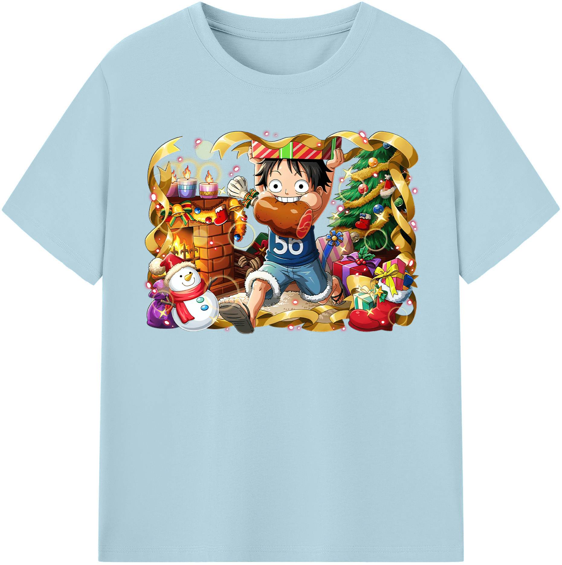 ワンピース モンキー・D・ルフィ ONE PIECE Monkey D. Luffy 綿100％半袖Tシャツ（フロントプリント）